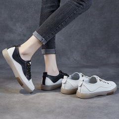 Women Fashion Leather Soft Flat Casual Shoes Newgew Shoes