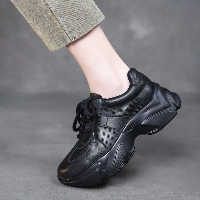 Women Minimalism Leather Casual Platform Dad Shoes Newgew Shoes