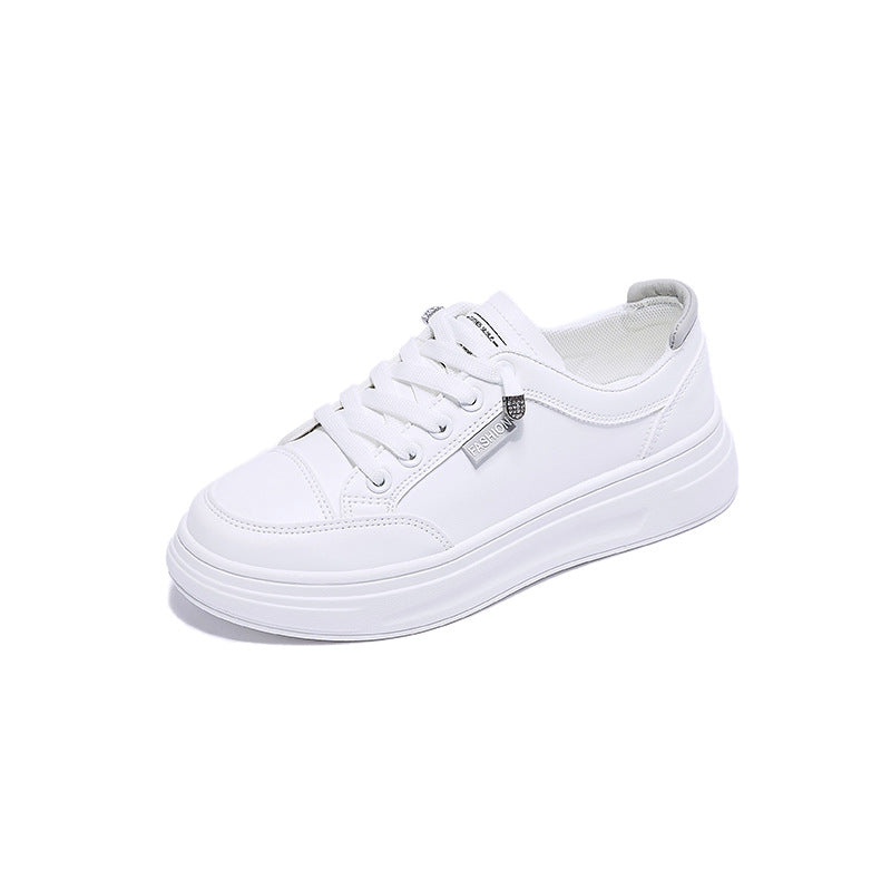 Women's Korean Style White Fashionable Spring Platform Canvas Shoes Newgew