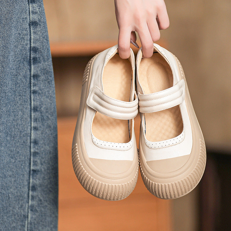 Women Minimalist Leather Casual Mary Jane Shoes Newgew Shoes