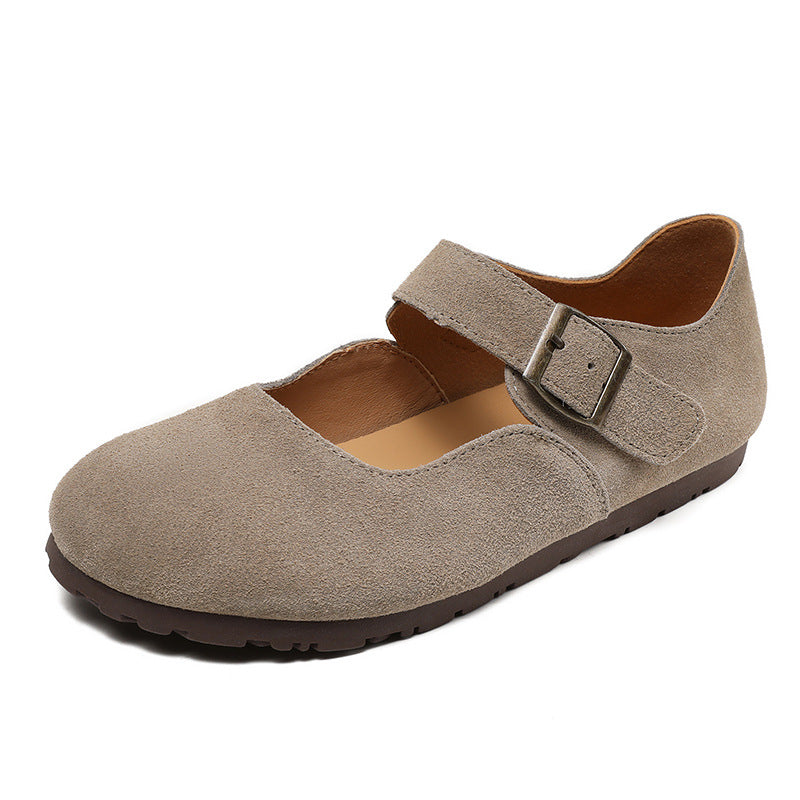 Women Retro Suede Flat Minimalism Casual Shoes Newgew Shoes