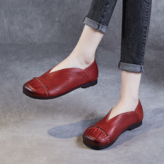 Women Soft Leather Casual Retro Flats Newgew Shoes