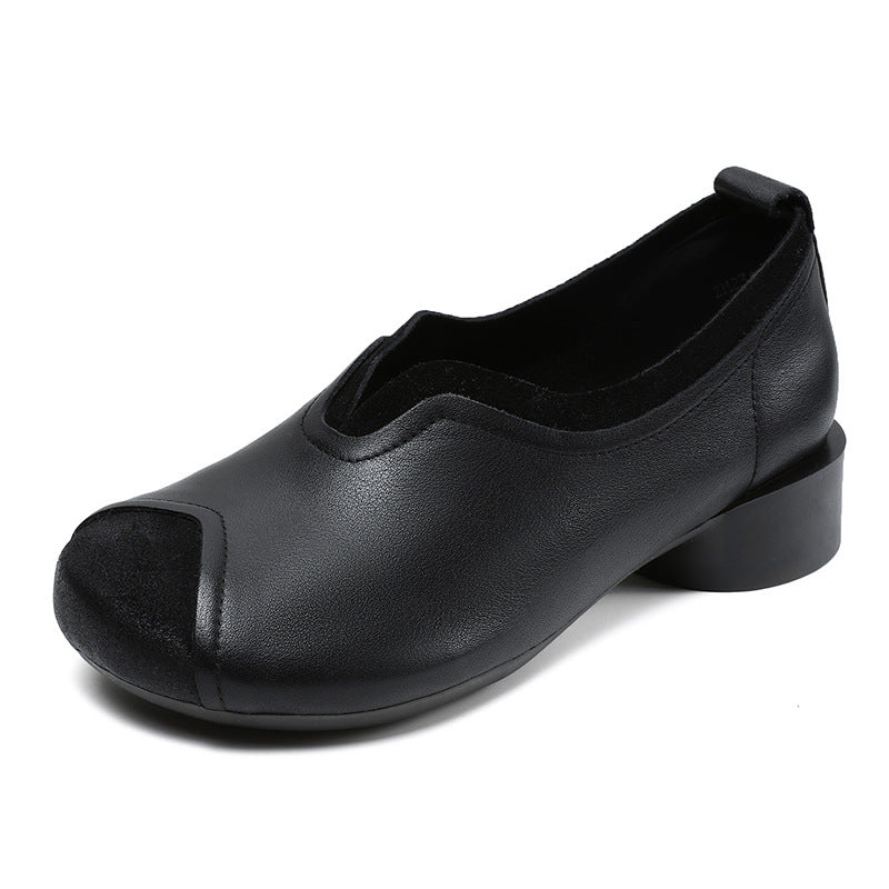 Women Retro Patchwork Soft Leather Casual Shoes Newgew Shoes