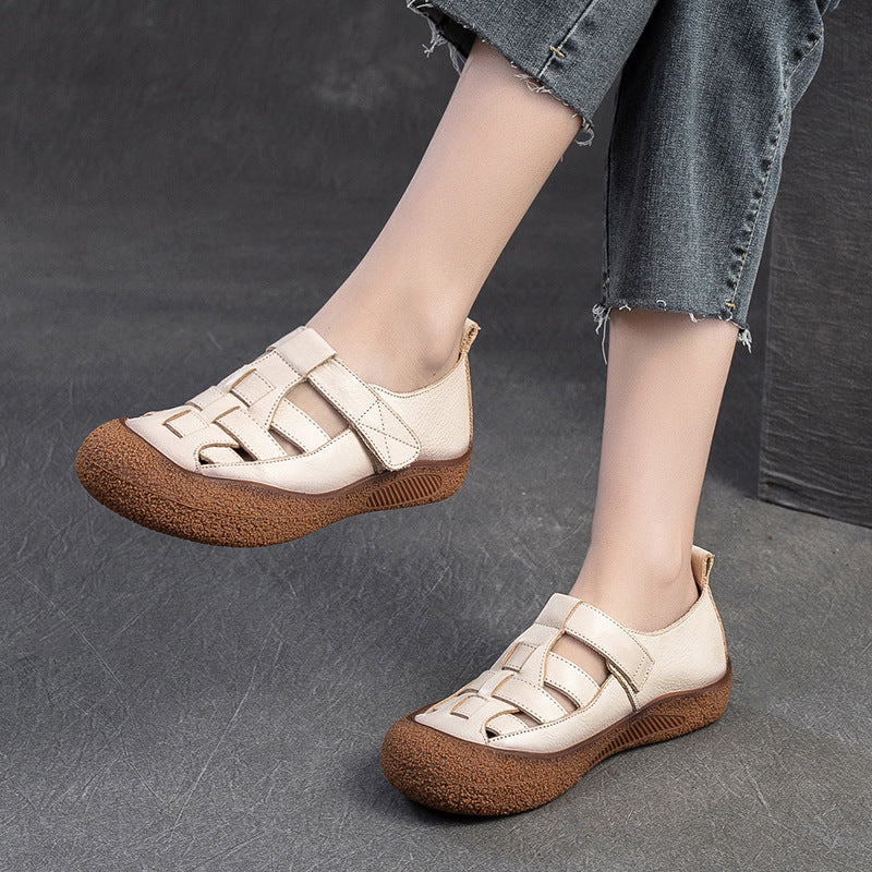 Women Retro Plaited Leather Flat Casual Sandals Newgew Shoes