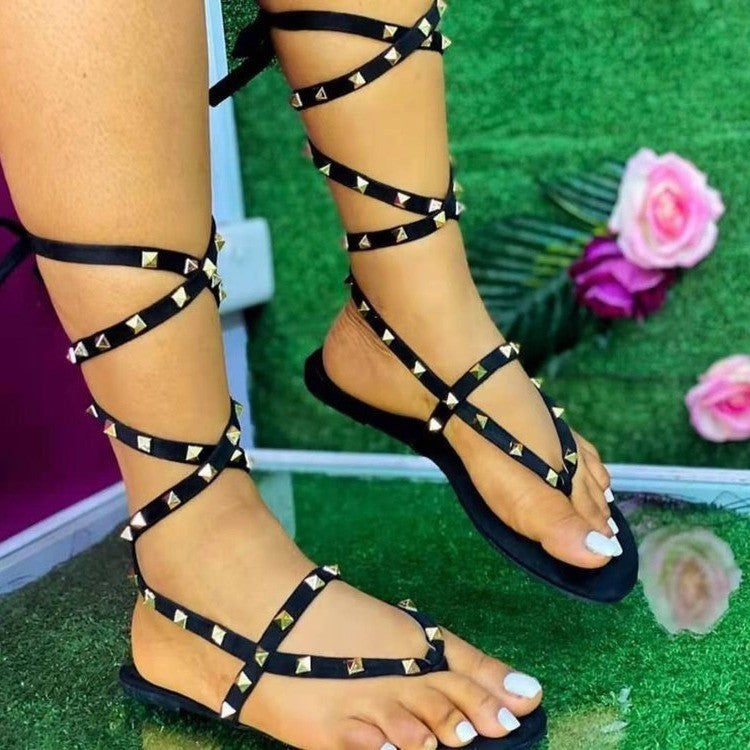 Gold-Tone Stud Adjustable Around Ankle Sandals Pairmore