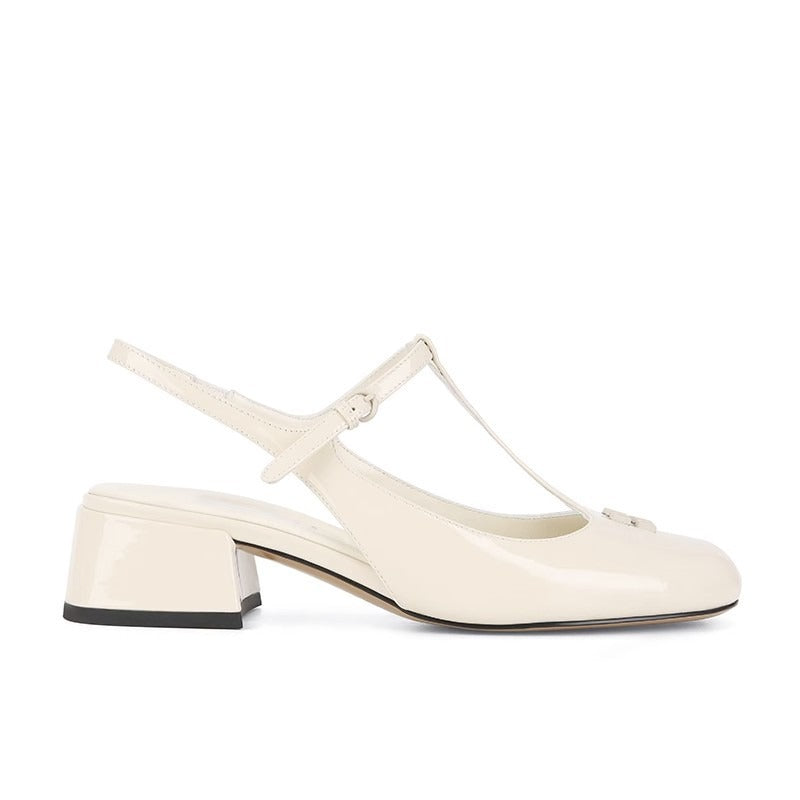 Square Toe T-Strap Closed Toe Slingback Sandals NEW GEW