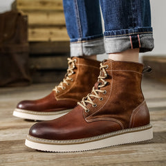 Men Retro Casual Leather Handmade Boots Newgew Shoes