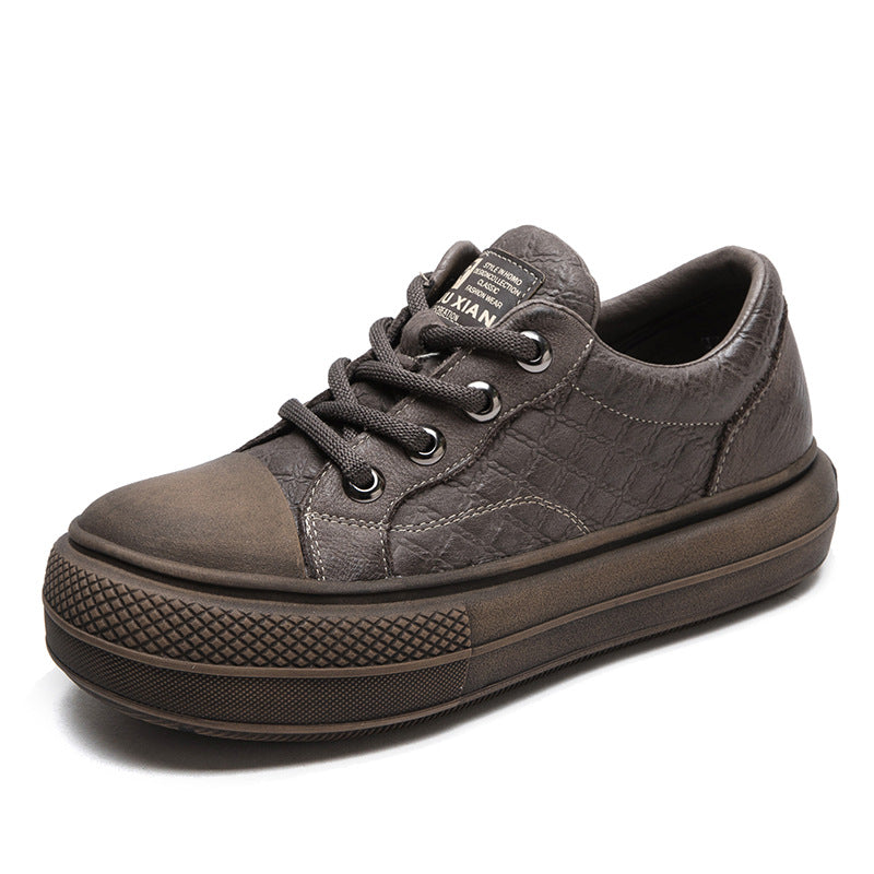 Women Retro Style Leather Flat Casual Shoes Newgew Shoes