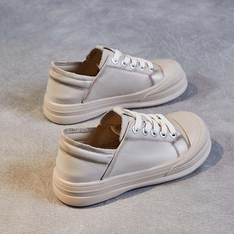 Women Minimalist Fashion Leather Flat Casual Shoes Newgew Shoes