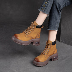 Women Classic Leather Chunky Cushion Sole Boots Newgew Shoes