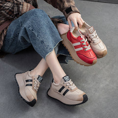 Women Fashion Leather Flat Thick Soled Casual Shoes Newgew Shoes