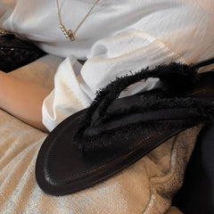 Silk Fringed Flat Toe Toe Leather Soft-Soled Shoes Newgew