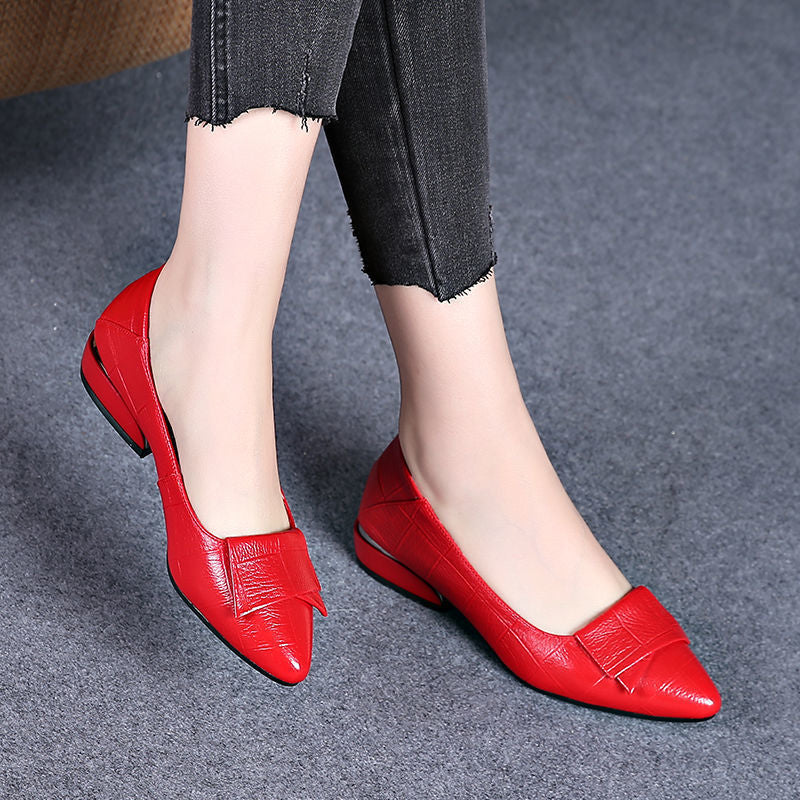 Women's Low-cut Chunky Pointed Soft Bottom Wild Heels Newgew