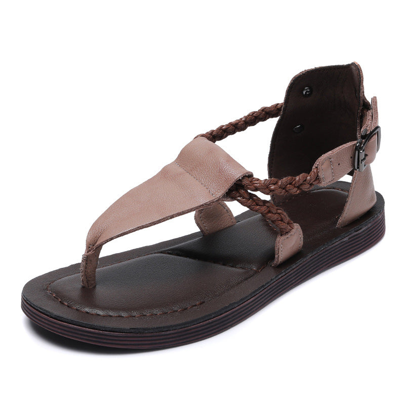 Women Leather Retro Casual Summer Sandals Newgew Shoes