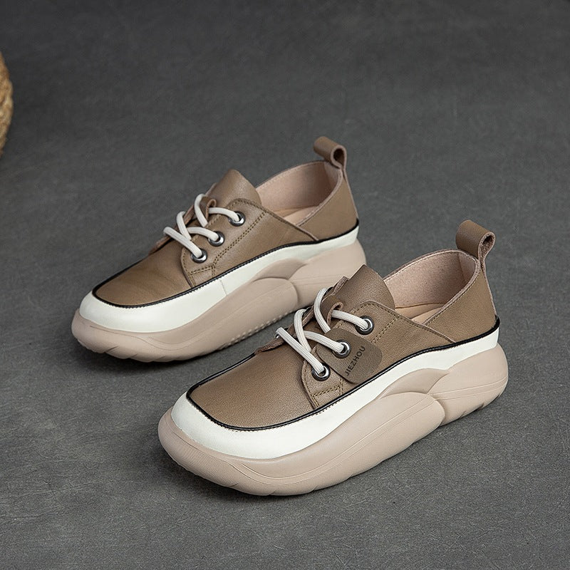 Women Casual Fashion Soft Leather Thick Soled Shoes Newgew Shoes
