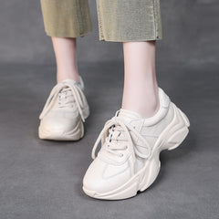 Women Minimalism Leather Casual Platform Dad Shoes Newgew Shoes