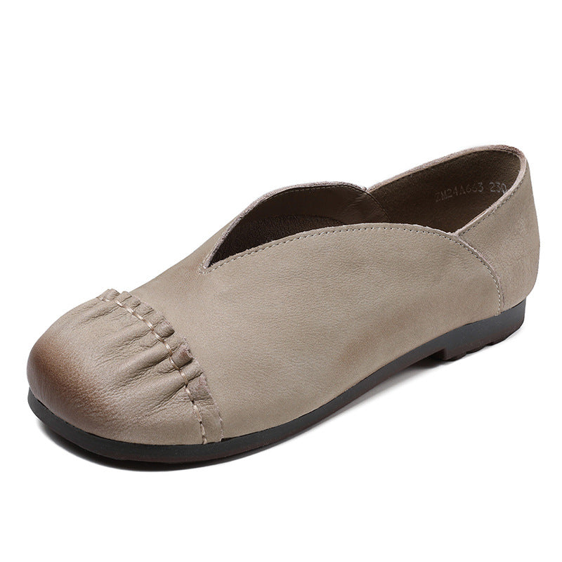 Women Soft Leather Casual Retro Flats Newgew Shoes