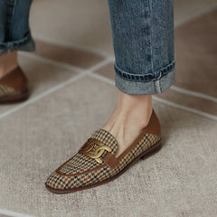 Puzzle Handmade Plaid Loafers Newgew