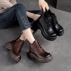 Women Minimalist Classic Leather Thick Soled Boots Newgew Shoes