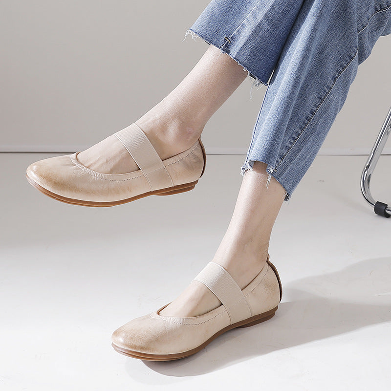 Women Spring Soft Leather Casual Flats Newgew Shoes