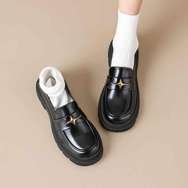 Women Retro Spring Black Casual Loafers Newgew Shoes