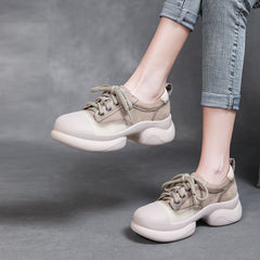 Women Fashion Leather Low Block Casual Shoes Newgew Shoes