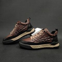 Men Fashion Figured Leather Flat Casual Shoes Newgew Shoes