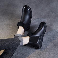 Women Retro Soft Cowhide Ankle Boots Newgew Shoes