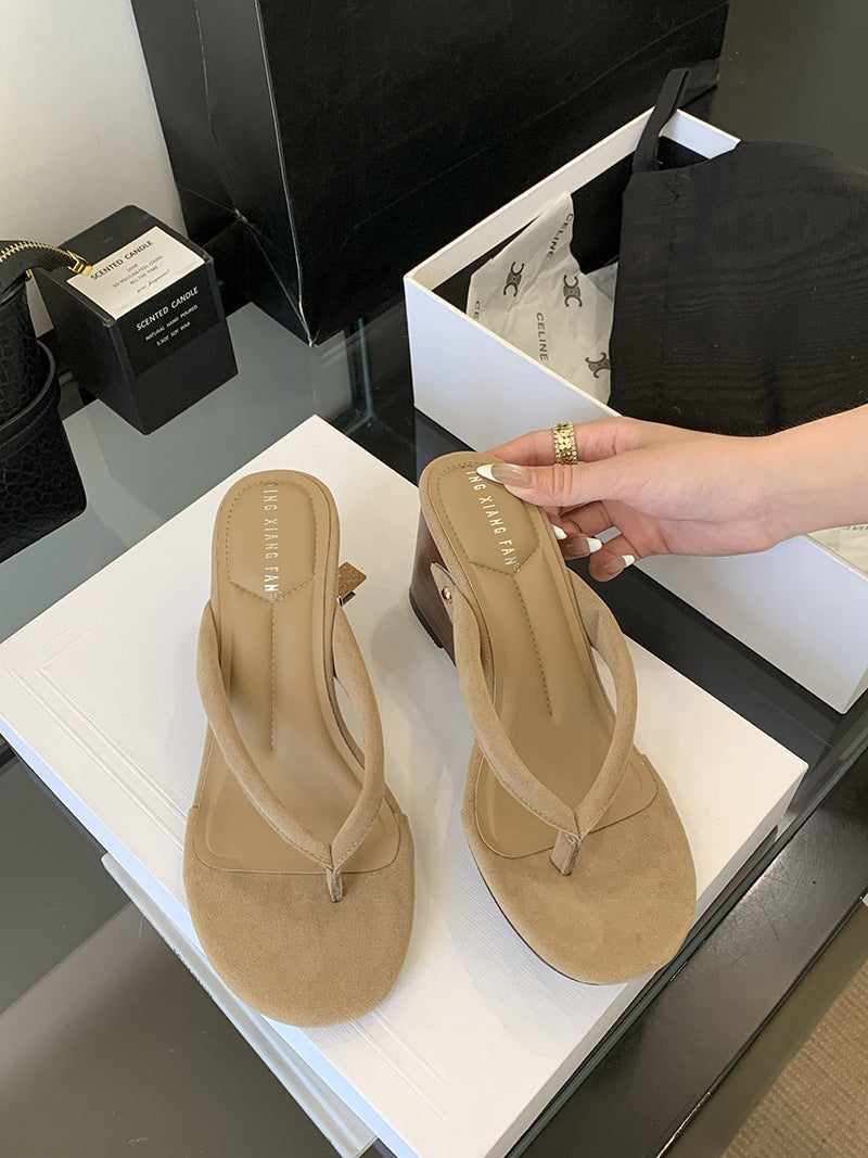 Vintage suede high heel slippers NewGew
