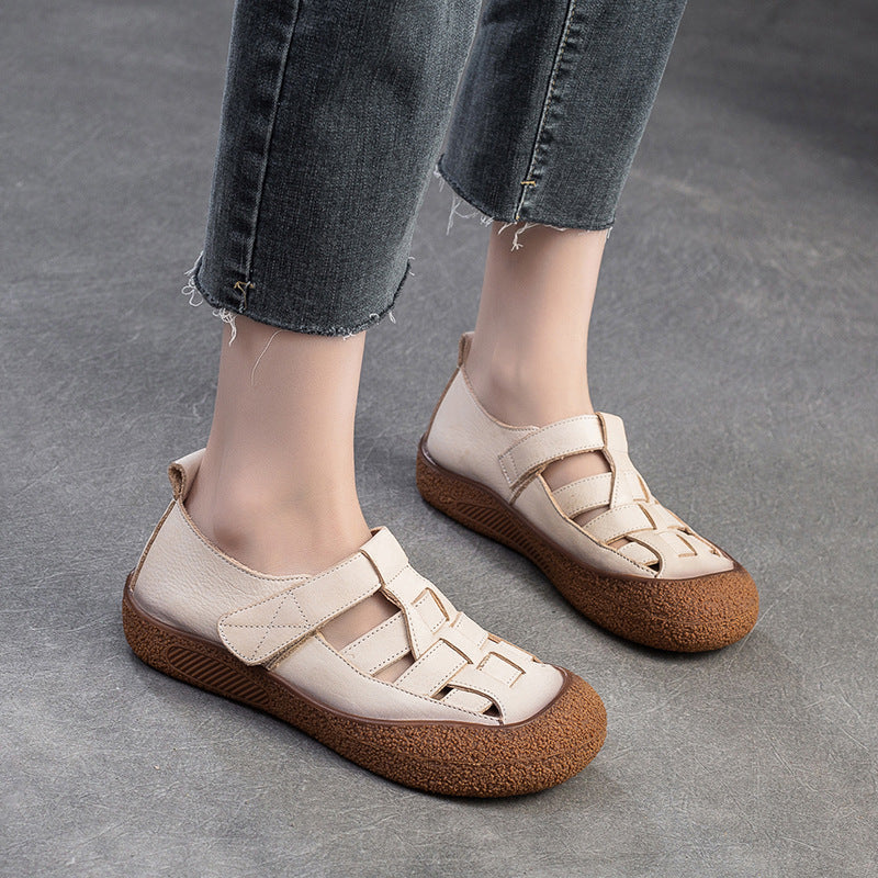 Women Retro Plaited Leather Flat Casual Sandals Newgew Shoes