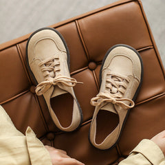 Women Retro Nubuck Leather Flat Casual Shoes Newgew Shoes