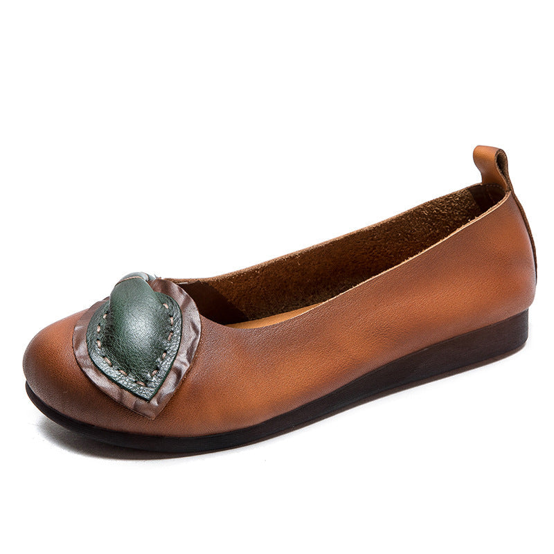 Women Retro Leather Soft Casual Flats Shoes Newgew Shoes