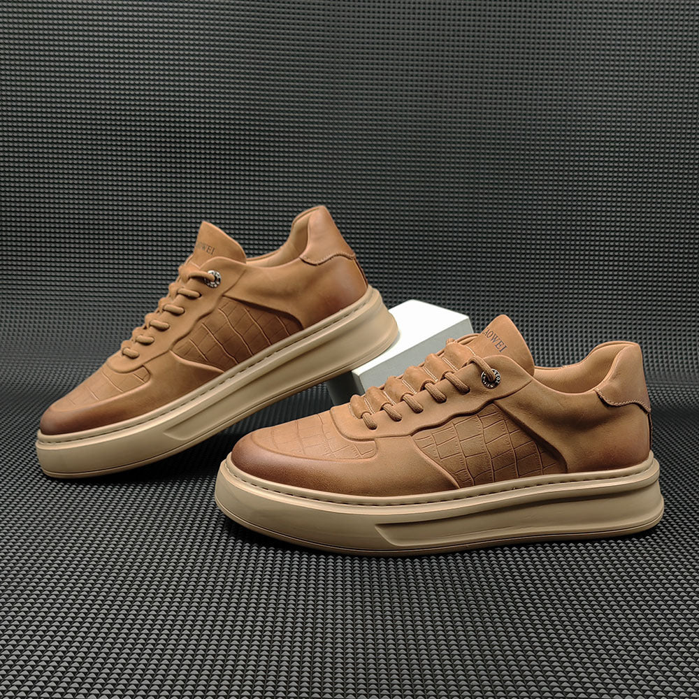 Men Minimalist Solid Leather Flat Casual Shoes Newgew Shoes