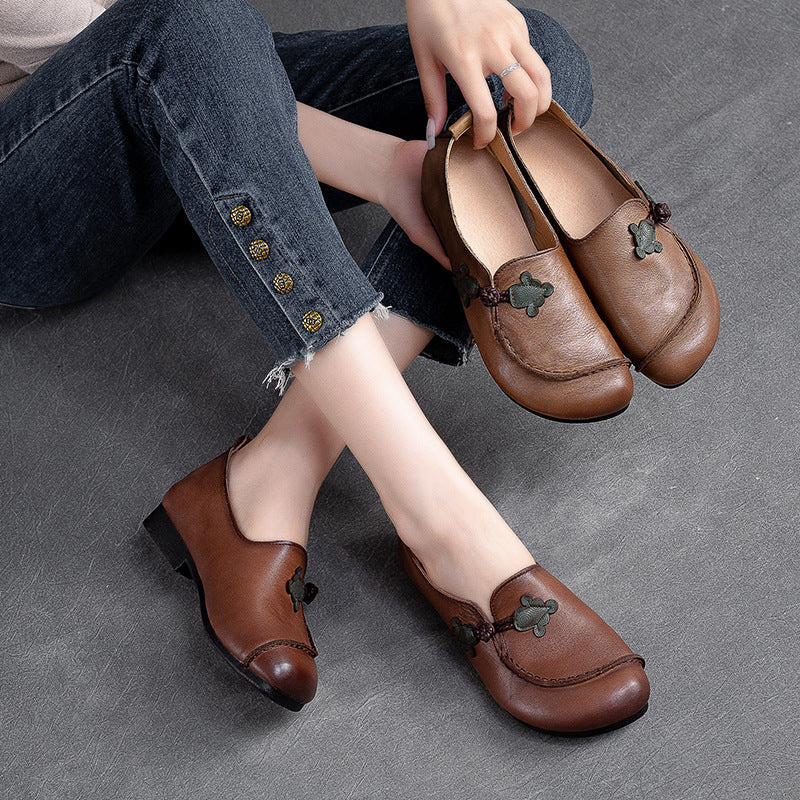 Women Flat Soft Leather Retro Casual Shoes Newgew Shoes