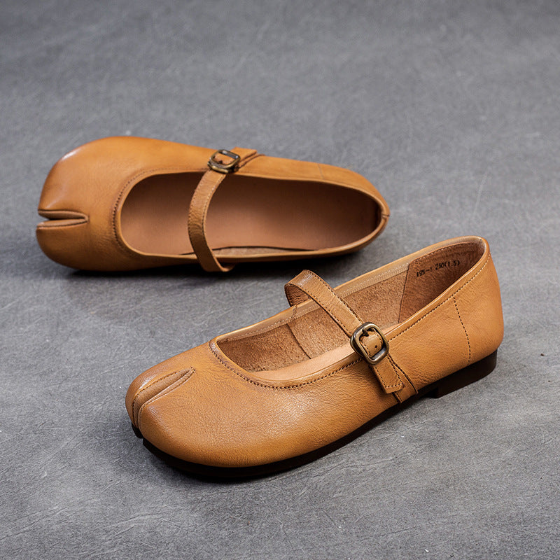 Women Retro Leather Soft Casual Buckle Flats Newgew Shoes