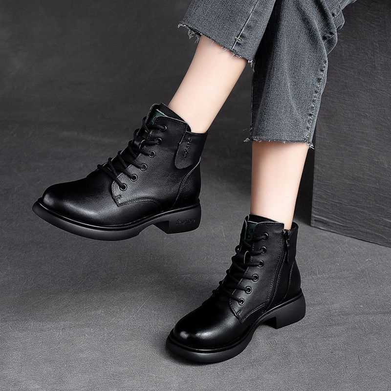 Women Retro Minimalist Soft Leather Casual Boots Newgew Shoes