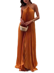 Halter Backless Pleated Dress Newgew Dresses