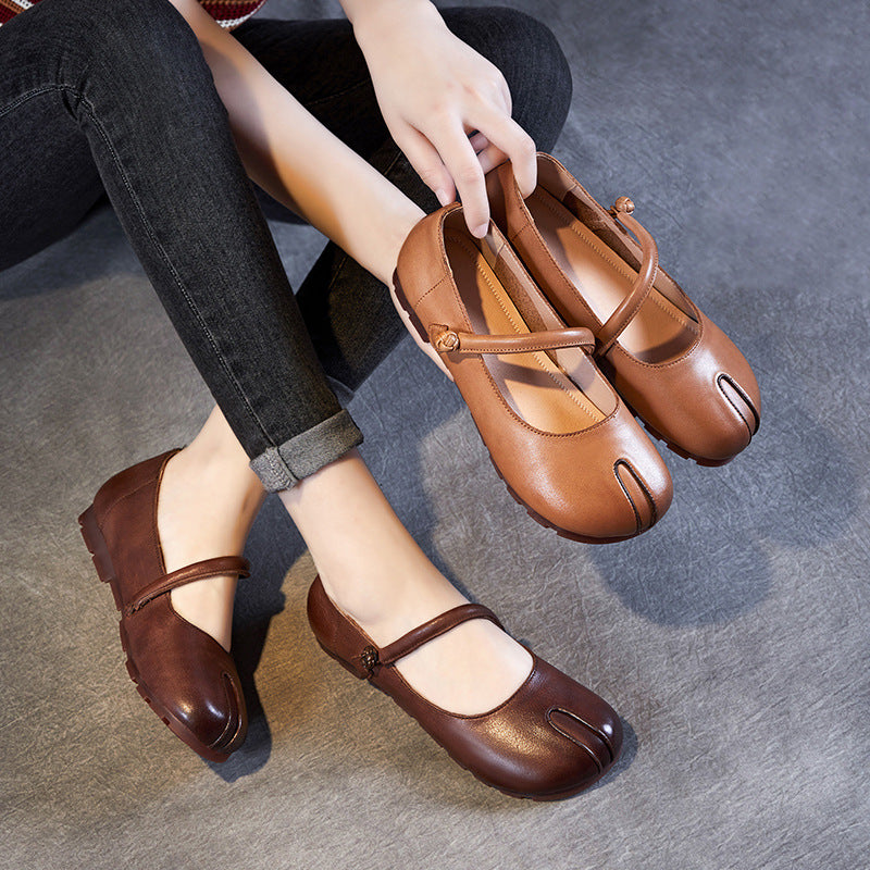 Women Retro Leather Handmade Soft Casual Shoes Newgew Shoes