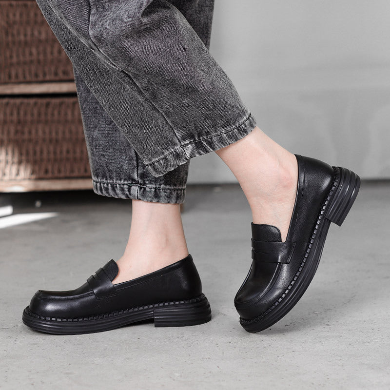 Women Retro Casual Minimalist Soft Leather Loafers Newgew Shoes