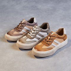 Women Handmade Color Matching Leather Casual Training Shoes Newgew Shoes