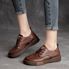 Women Classic Soft Leather Flat Casual Shoes Newgew Shoes