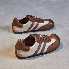 Women Handmade Retro Leather Flat Casual Training Shoes Newgew Shoes