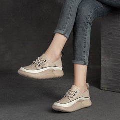 Women Casual Fashion Soft Leather Thick Soled Shoes Newgew Shoes