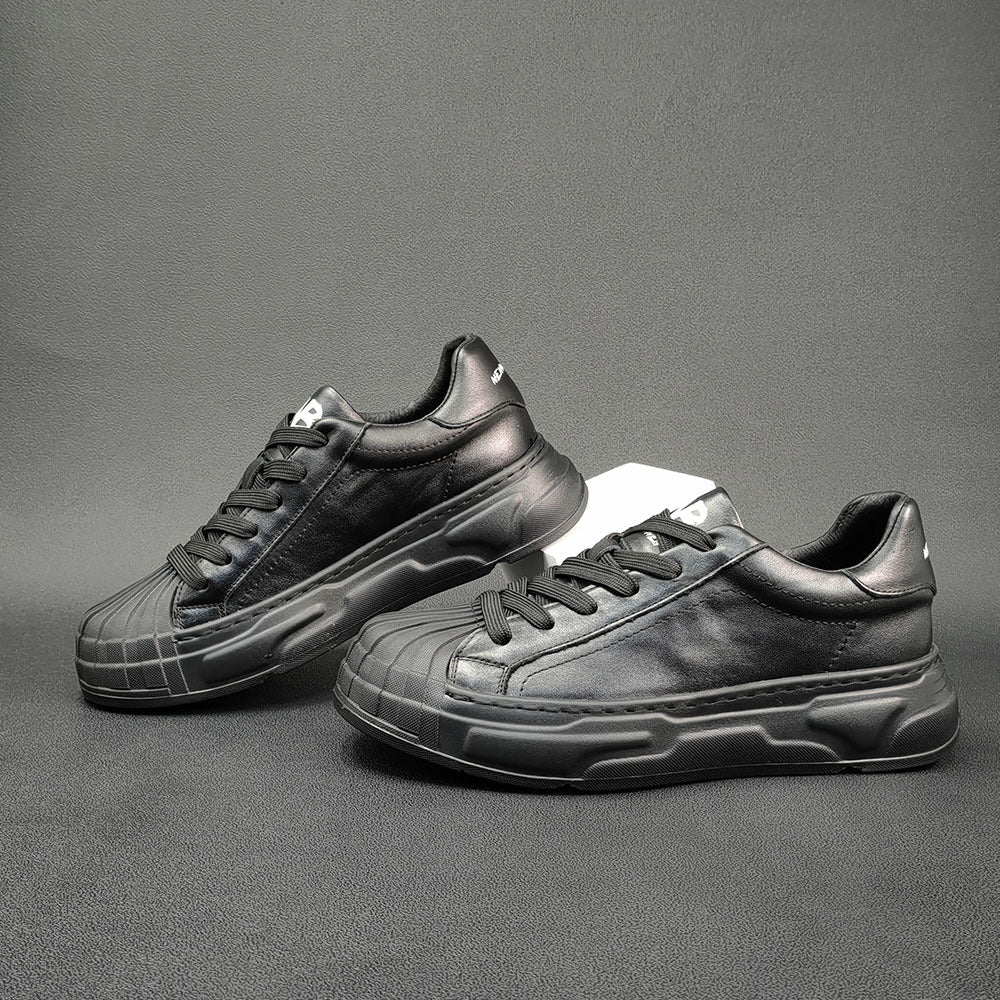 Men Minimalist Leather Patchwork Casual Shoes Newgew Shoes