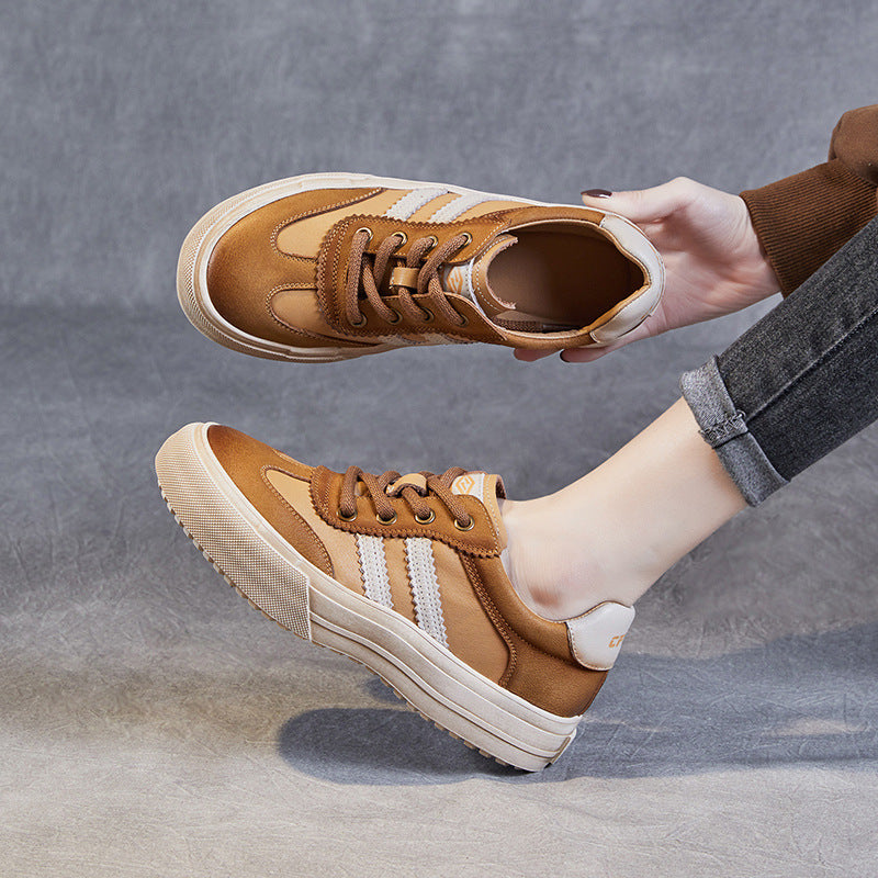 Women Handmade Color Matching Leather Casual Training Shoes Newgew Shoes