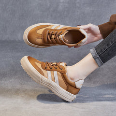 Women Handmade Color Matching Leather Casual Training Shoes Newgew Shoes