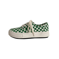 Women's & Men's Plaid Black And White Chessboard Canvas Shoes Newgew