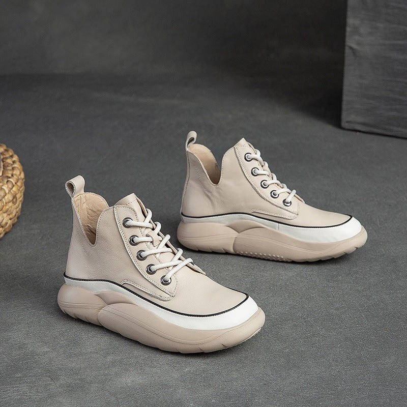 Women Fashion Leather Thick Sole Casual Shoes Newgew Shoes