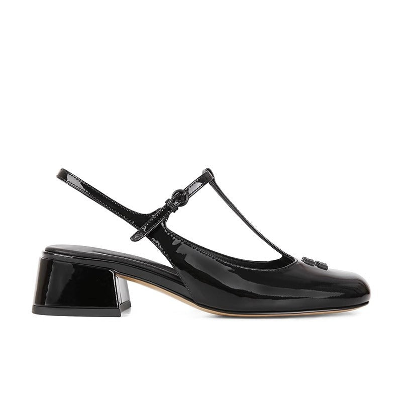 Square Toe T-Strap Closed Toe Slingback Sandals NEW GEW