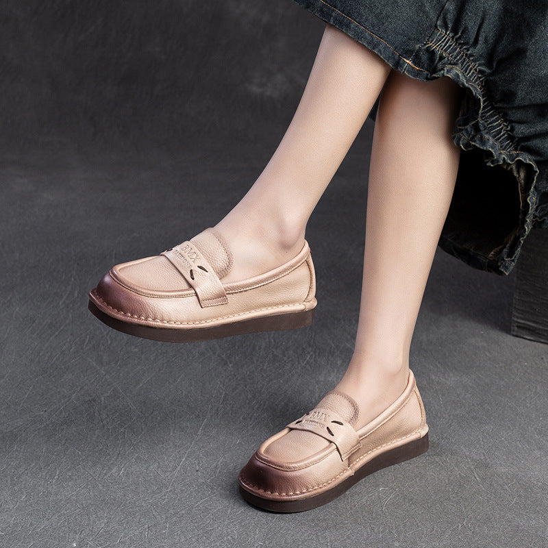 Women Minimalist Retro Soft Leather Flat Casual Loafers Newgew Shoes